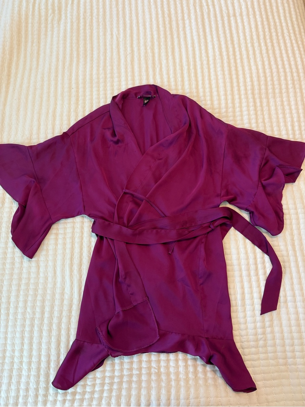 Victoria's Secret Satin Wrap Robe in Magenta